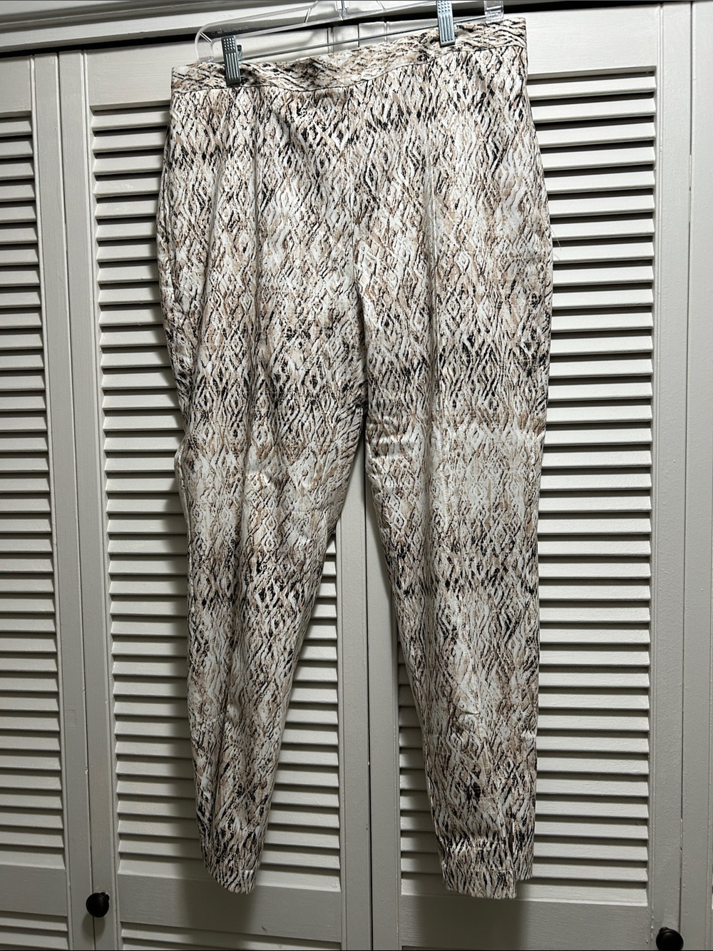 Neutral Snake-Print Tapered Pants - Beige/Tan